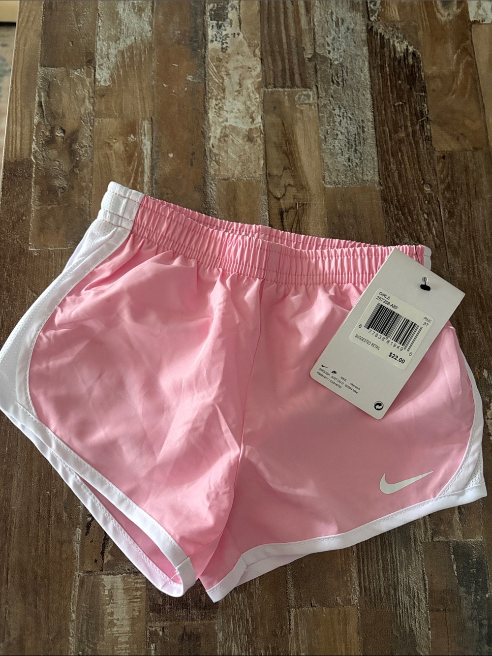 Nike Pink Girls 2-3T Athletic Shorts with White Trim